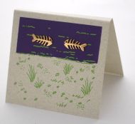 Skeleton Fish Post Earrings - gold