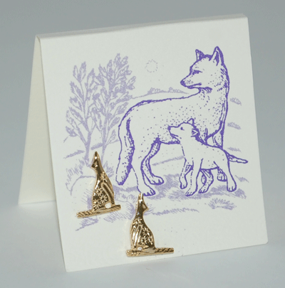 Wolf/Coyote Post Earrings - gold
