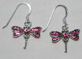 Dragonfly Crystal Earrings - rose