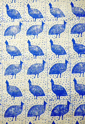 Guinea Hen Hand Silk-screened paper