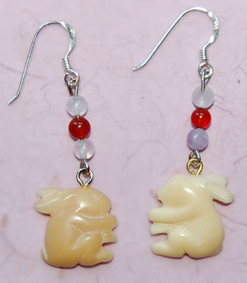 Rabbit Tagua Earrings