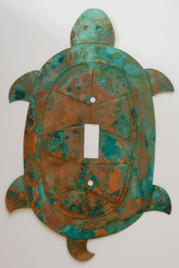 Turtle Switch Plate - verdigris