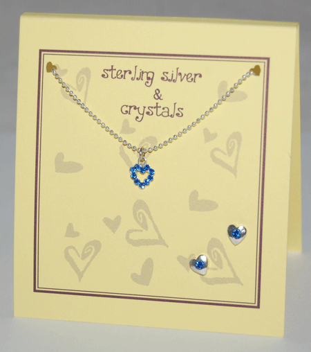 Heart Necklace Set - sapphire 