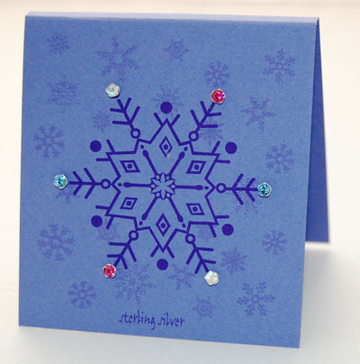 Crystal Earrings on Snowflake Card