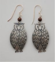 Owl Earrings -  silver