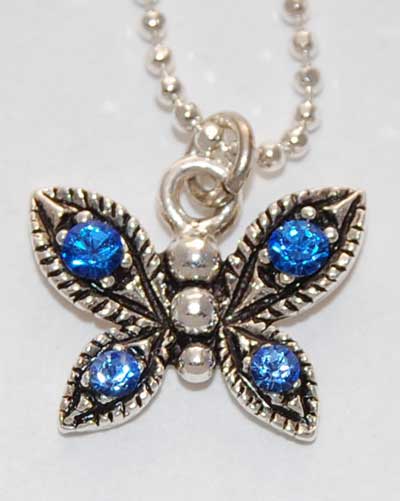 Butterfly Crystal Necklace - sapphire