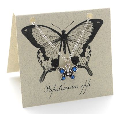 Butterfly Crystal Necklace - sapphire