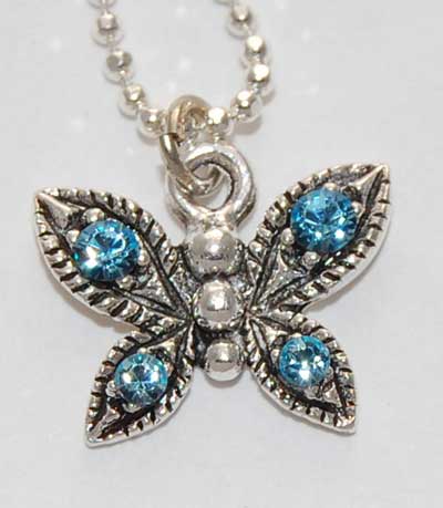 Butterfly Necklace - aquamarine