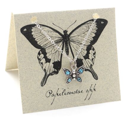 Butterfly Necklace - aquamarine