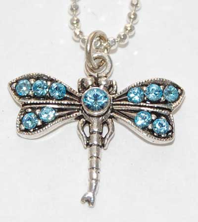 Dragonfly Necklace - aquamarine