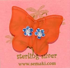 Petite Sapphire Flower Earrings w/butterfly