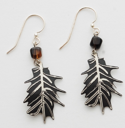 Oak Leaf Earrings - silver