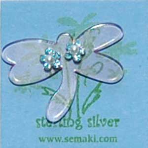Petite Aquamarine Flower earrings w/dragonfly