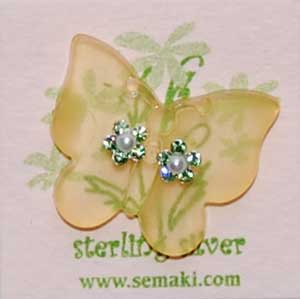 Petite Peridot Flower Earrings w/butterfly