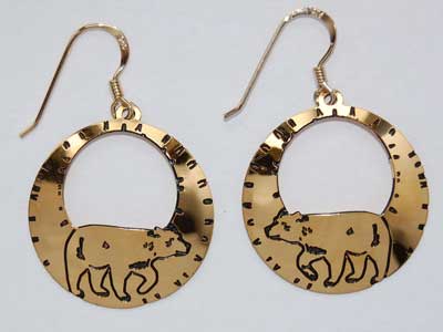 Bear Hoop Earrings - gold