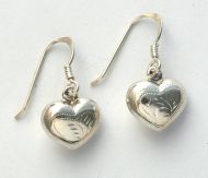 Etched Heart "Puff" Earrings 
