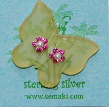 Petite Rose Flower Earrings w/butterfly
