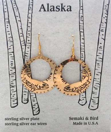 Salmon Hoop Earrings - gold