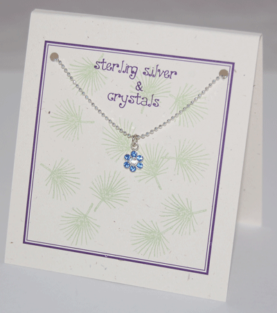 Flower Crystal Necklace - sapphire