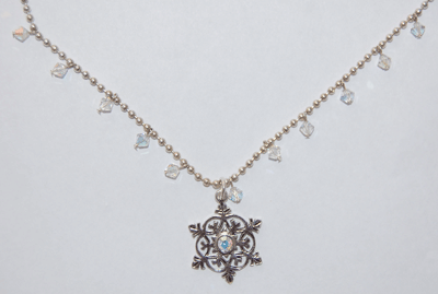 Snowflake Crystal Necklace - aurora
