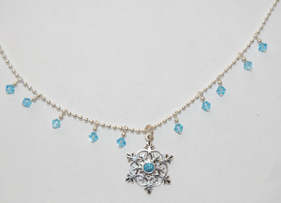 Snowflake Crystal Necklace - aquamarine