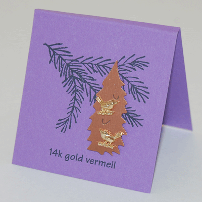 Chickadee with Button - gold