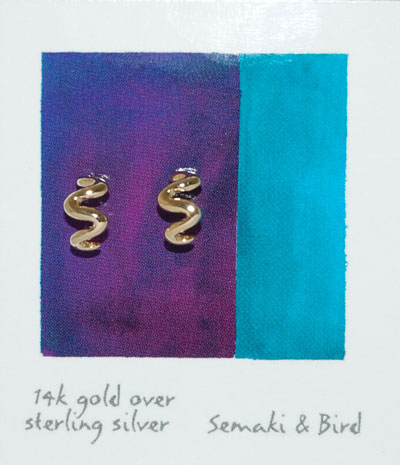 Abstracts - squiggle hoop earring/gold