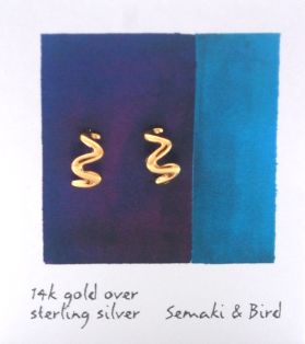 Abstracts - squiggle hoop earring/gold