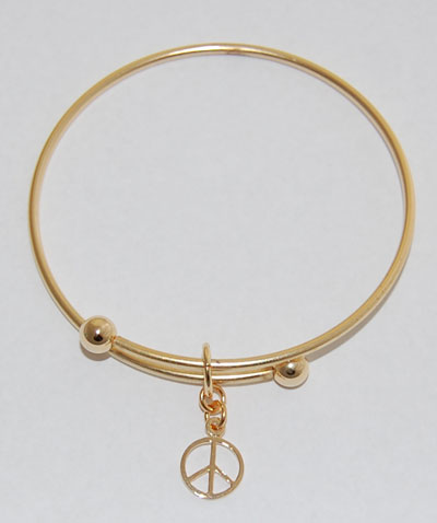 Peace Sign Charm Bracelet - gold