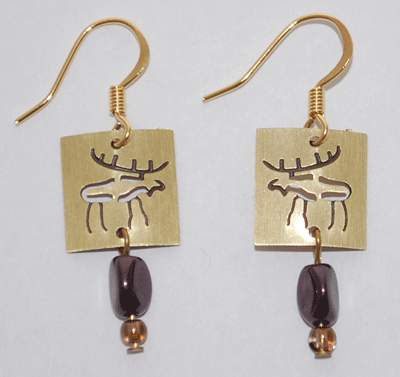 Moose Petroglyph Earrings - gold