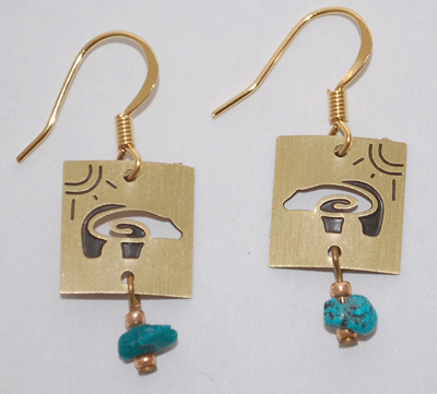 Bear Petroglyph Earrings - gold