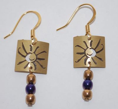 Sun Petroglyph Earrings - gold