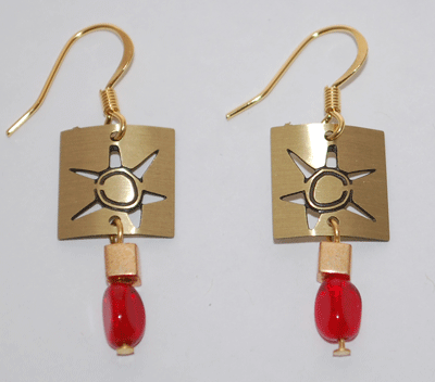 Sun Petroglyph Earrings - gold