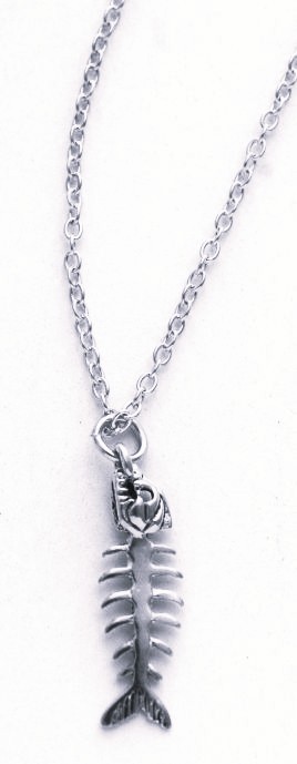 Skeleton Fish Necklace - silver