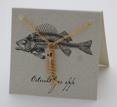 Skeleton Fish Necklace - gold