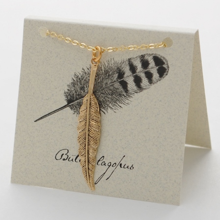 Feather Necklace - gold