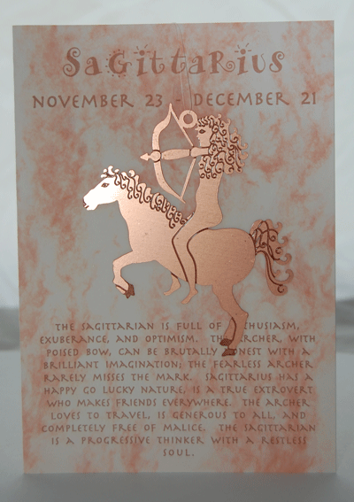 Sagittarius Zodiac Suncatcher Card