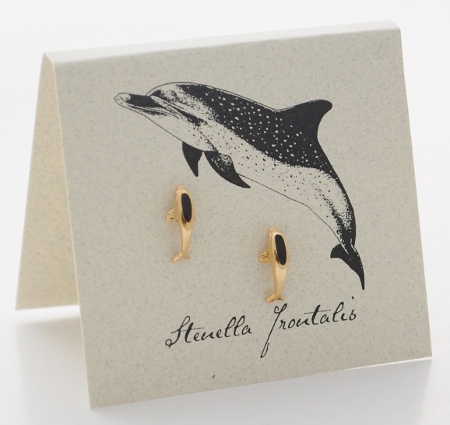 Dolphin Earrings Onyx - gold