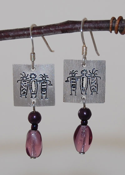 Three Sisters Petroglyph Earrings