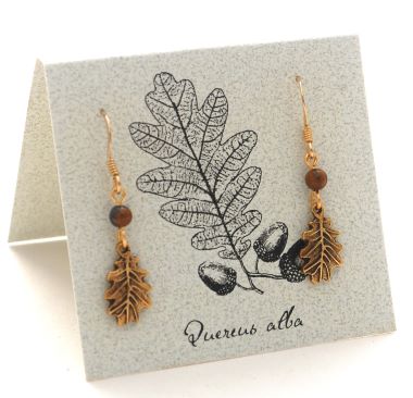 Oak Earrings - gold dangle