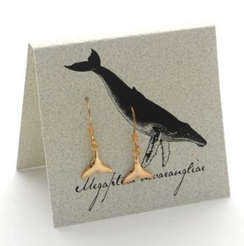 Whale Tail Dangle Earrings - gold
