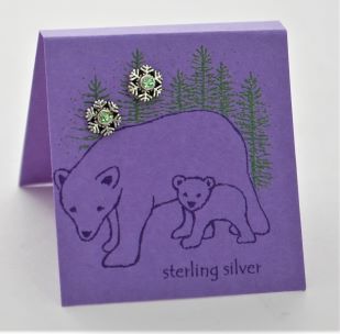 Snowflake Crystal Studs - peridot