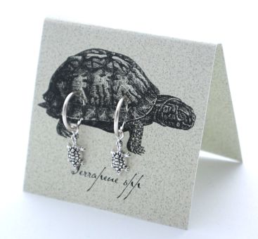 Turtle Hoop Earrings - silver