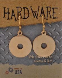 Washer Dangle Earrings - gold