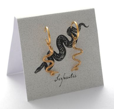 Snake Hoop Earrings - gold