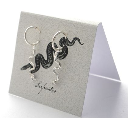 Snake Hoop Earrings - silver
