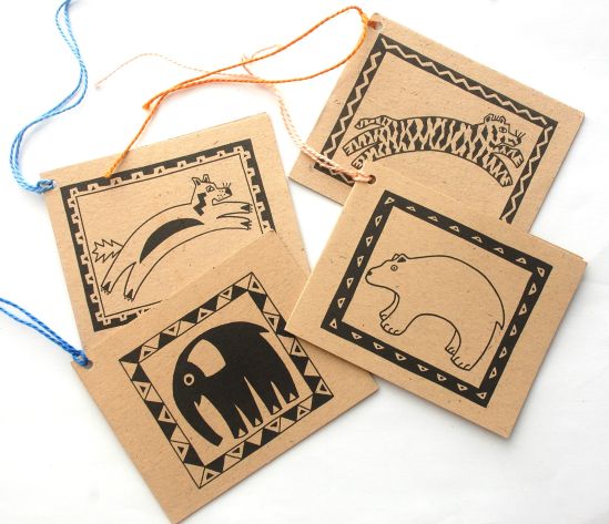 Animal Gift Tags  - recycled paper 