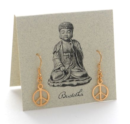 Peace Sign Dangle Earrings  - gold  Natural History 