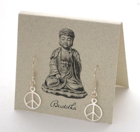 Peace Sign Dangle Earrings  - silver Natural History