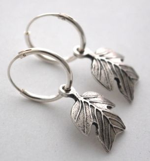 Tulip Poplar Hoop Earrings - silver